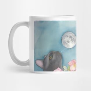 Cat Staring at the Moon Mug